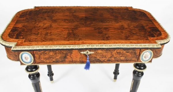 Antique French Burr Walnut, Ormolu Mounted Writing Desk - Image 3