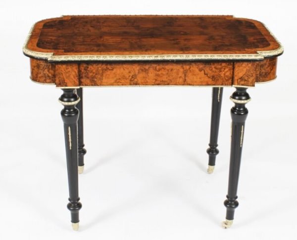 Antique French Burr Walnut, Ormolu Mounted Writing Desk - Image 4