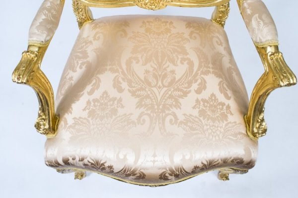Vintage Pair of Louis XV Revival French Gilded Armchairs. - Image 3