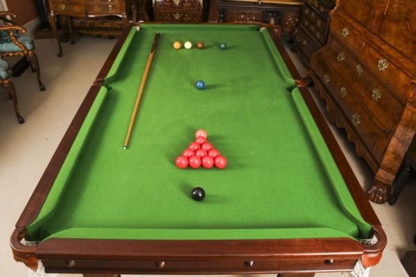 Antique Victorian Snooker / Dining Table With 8 Chairs - Image 2