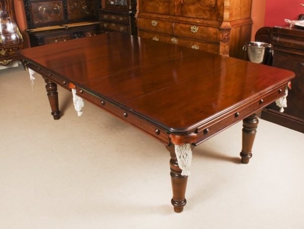 Antique Victorian Snooker / Dining Table With 8 Chairs - Image 5