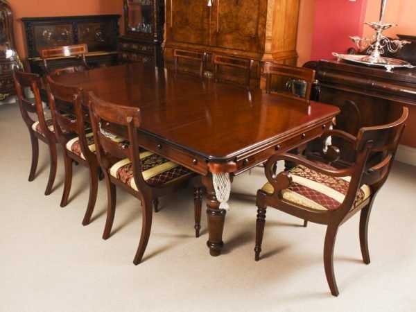 Antique Victorian Snooker / Dining Table With 8 Chairs - Image 3