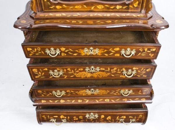 Antique Dutch Marquetry Walnut Cabinet - Image 4