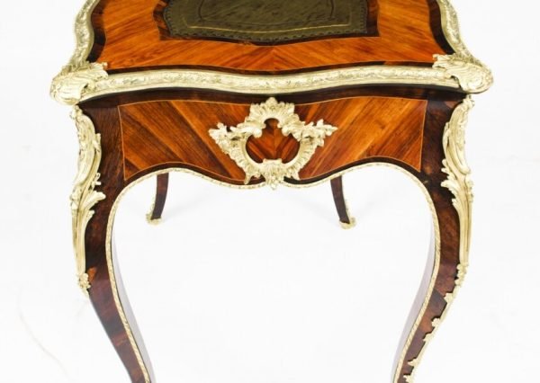 Antique Petite French Ormolu Mounted Kingwood Bureau - Image 4
