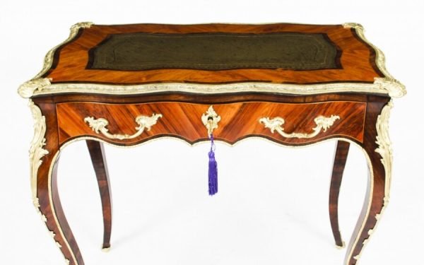 Antique Petite French Ormolu Mounted Kingwood Bureau - Image 2