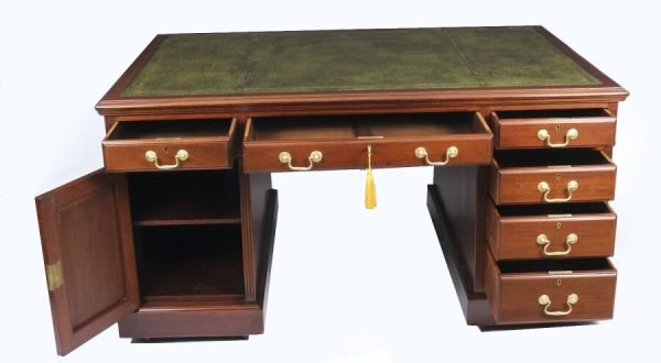 Antique Victorian Mahogany Partners Pedestal Desk - Image 3