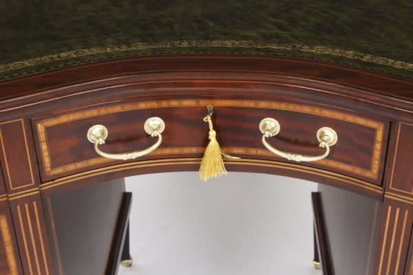 Antique Victorian Mahogany Inlaid Kidney Desk - Image 4