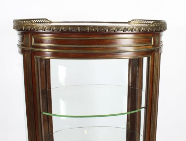 Antique French Oval Free Standing Vernis Martin Cabinet Vitrine - Image 4