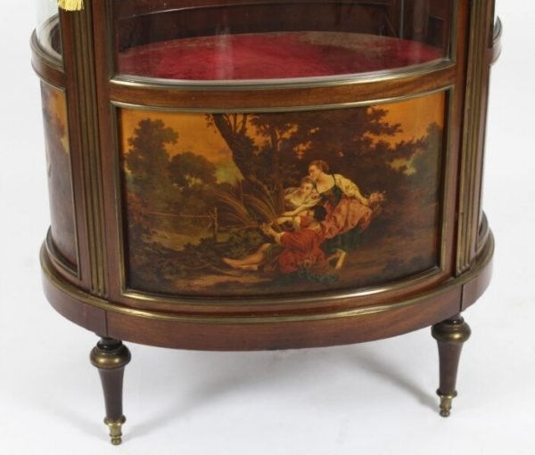 Antique French Oval Free Standing Vernis Martin Cabinet Vitrine - Image 5