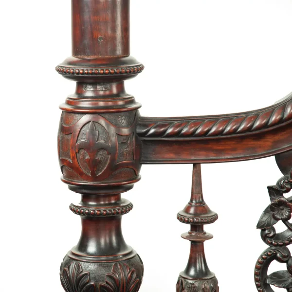Impressive Antique sissoo wood Anglo-Indian four poster bed - Image 3
