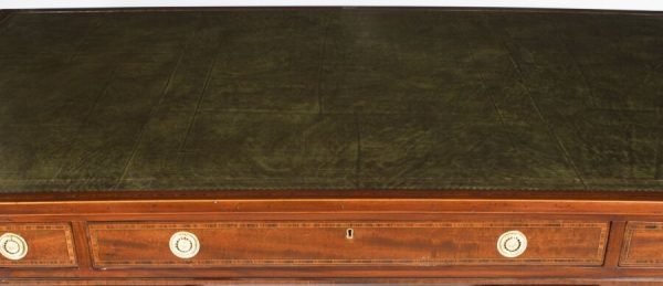 Antique 1.8meters George III Mahogany Partners Pedestal Desk - Image 5