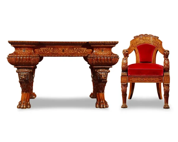 Fully Restored Antique Italian Writing Desk and Armchair - Image 2