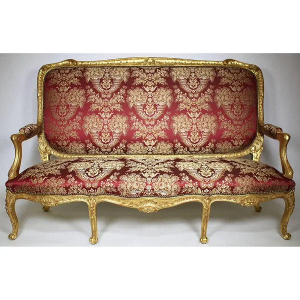 Palatial 19th Century Louis XV Style Giltwood Carved 5 Pieces Salon Suite - Image 2