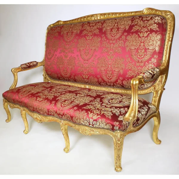Palatial 19th Century Louis XV Style Giltwood Carved 5 Pieces Salon Suite - Image 4
