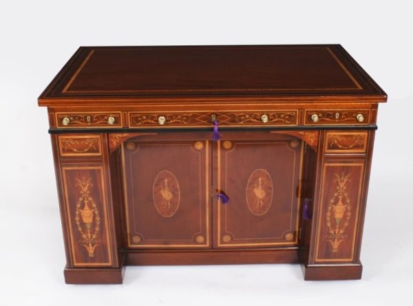 Antique Victorian Inlaid Mahogany Architects Drawing Desk - Image 3