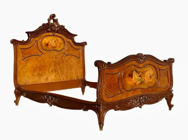 Antique French Louis XV Style Bed And 2 Nightstands - Image 2