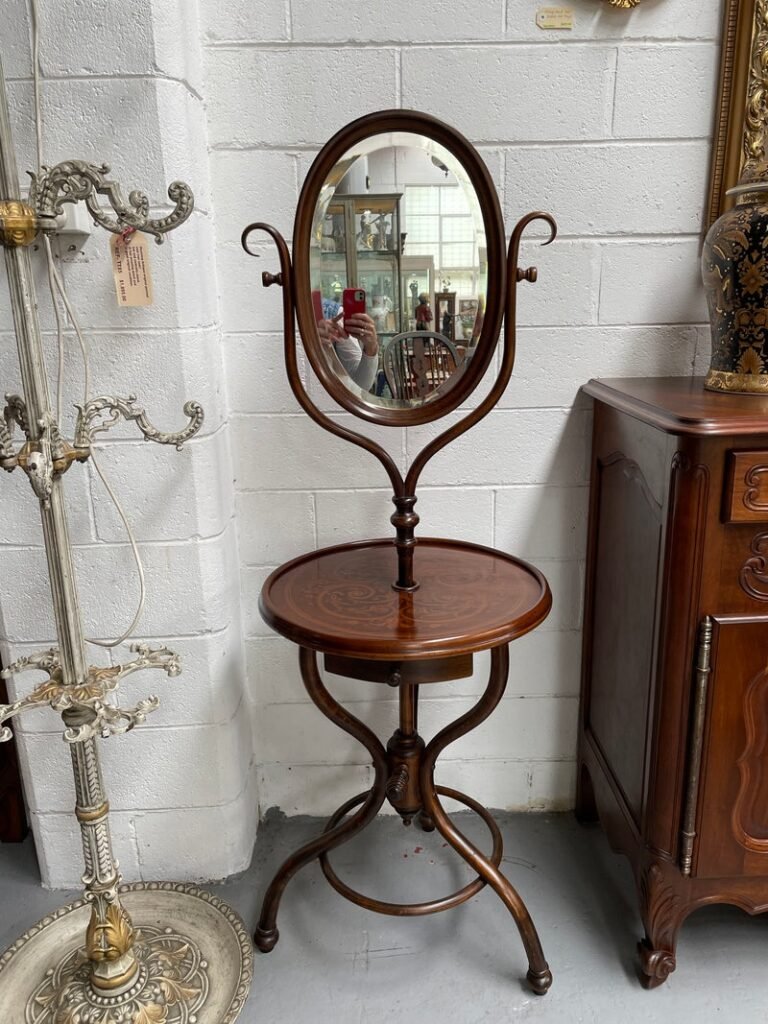 Antique Bentwood vanity stand with drawer and mirror – antiques Pretoria