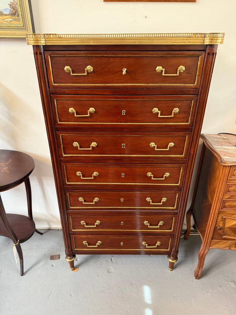 Antique French tall chest of drawers with marble top – antique furniture Cape Town