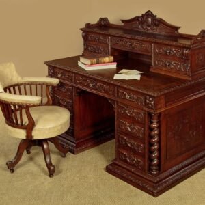 Antique carved oak desk and chair Cape Town