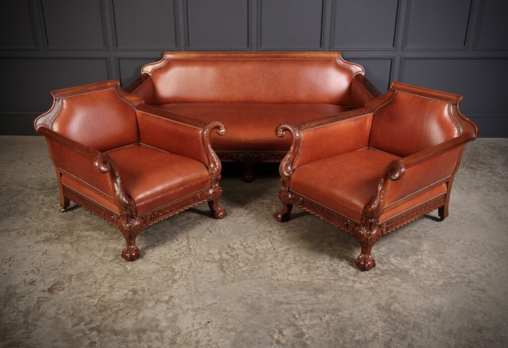 Antique mahogany leather suite Stellenbosch