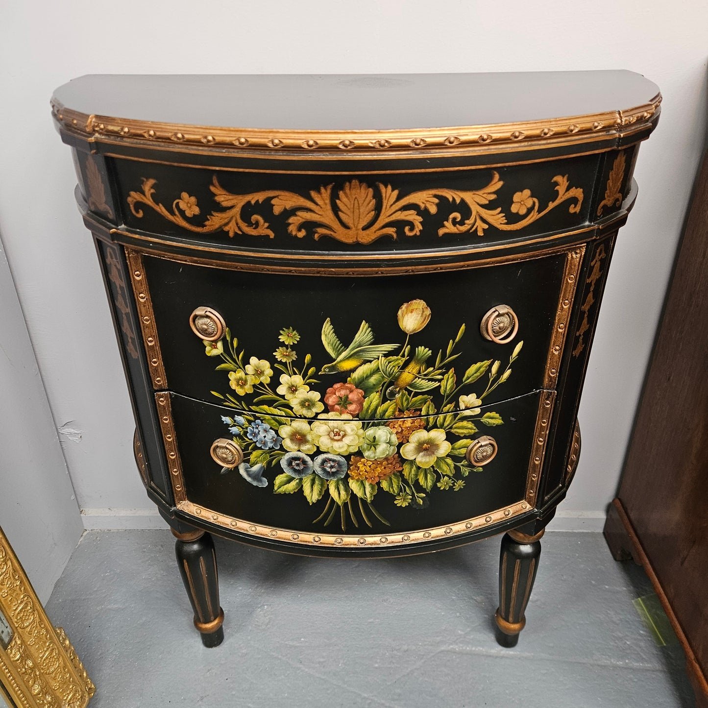Ebonised hand painted French style chest of drawers for sale in Pietermaritzburg
