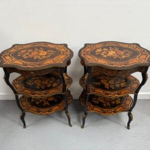 French serpentine etageres with brass gallery – antique furniture Cape Town