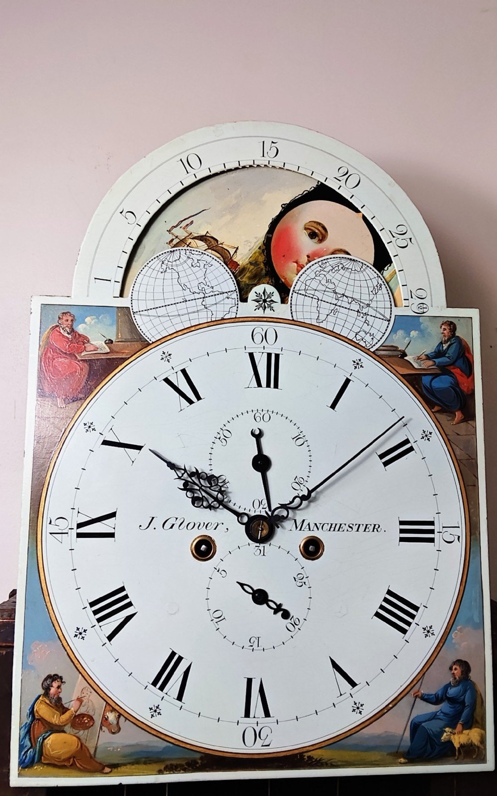 Georgian Flame Mahogany Moonphase Longcase Clock, J Glover of Manchester, Circa 1820 - Image 3