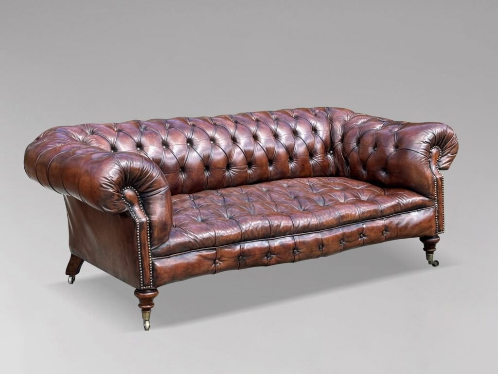 Antique brown leather Chesterfield couch Cape Town