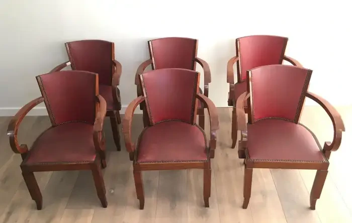 Set of 8 French Art Deco Armchairs, Circa 1930 - Image 3
