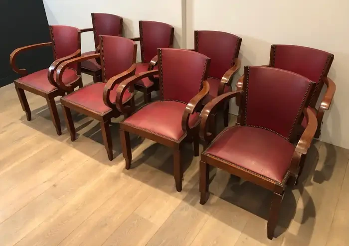 Set of 8 French Art Deco Armchairs, Circa 1930 - Image 2