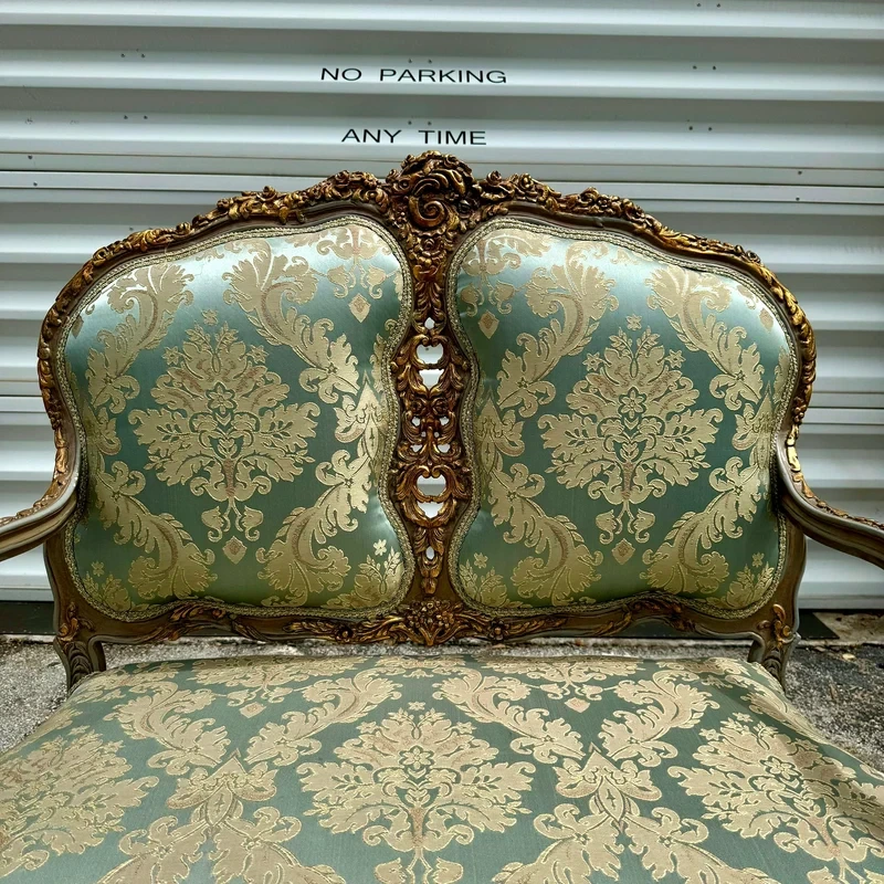 Antique French Baroque Settee with Gold Leaf Detailing - Image 3