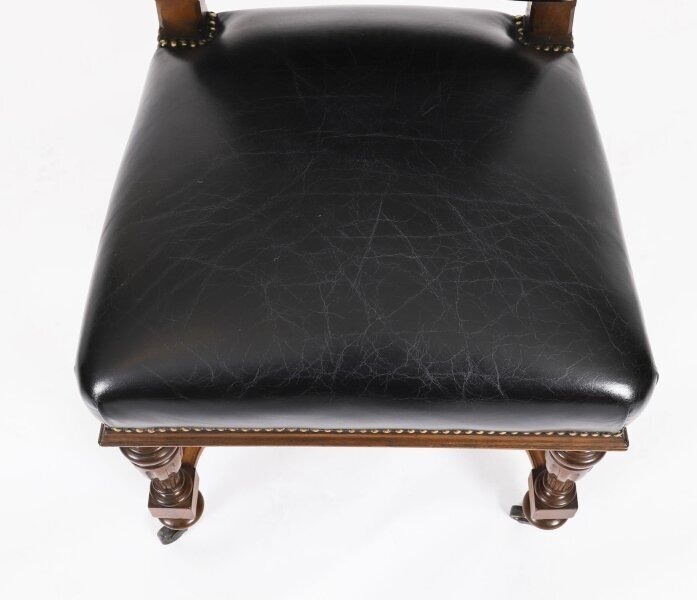 Queen Anne Revival Walnut Dining Table & 10 Chairs - Image 6