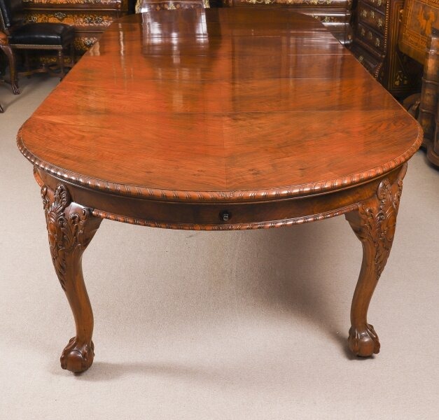 Queen Anne Revival Walnut Dining Table & 10 Chairs - Image 2