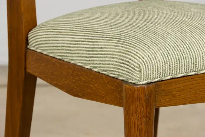 Set of 6 French Art Deco Oak Dining Chairs, 1930s - Image 5